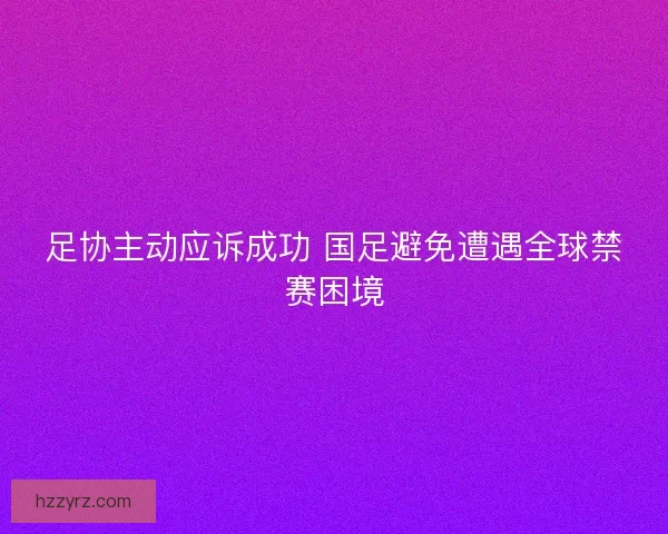 足协主动应诉成功 国足避免遭遇全球禁赛困境